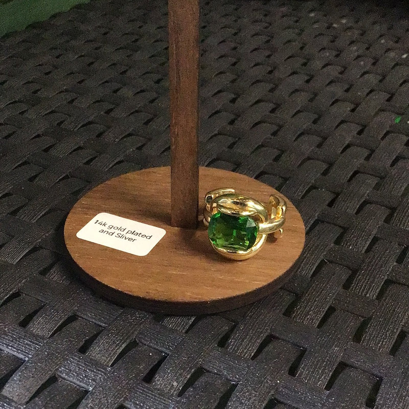Gold Plated Green Glass Ring