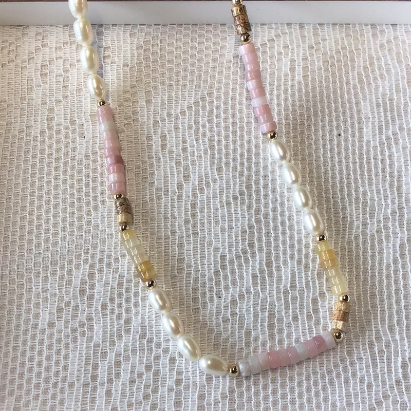Pink Opal Pearl Necklace