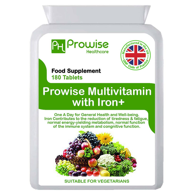 Multivitamin & Iron 180 Tablets (6 Months Dose) Immune Support | Suitable for Vegetarians by Prowise