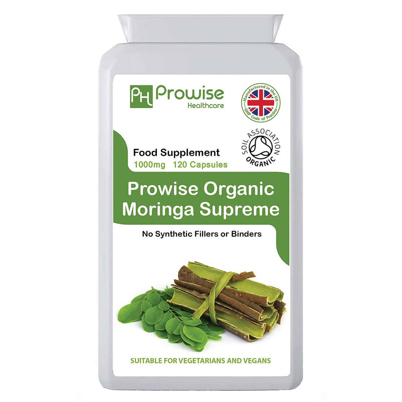 Organic Moringa Oleifera 1000mg per serving 120 Capsules | Certified Organic by Soil Association | UK Manufactured