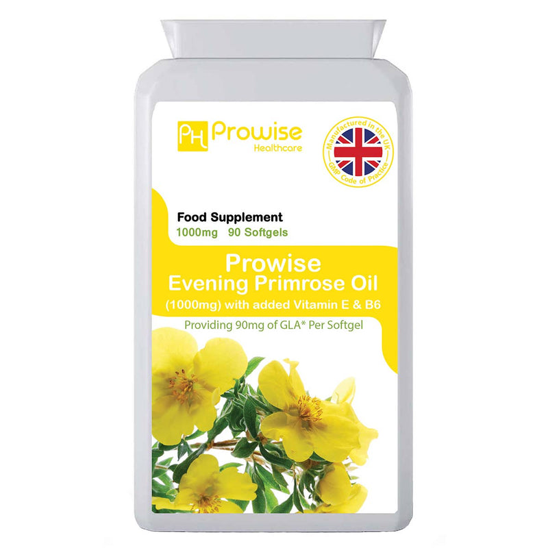 Evening Primrose Oil 1000mg Added with Vitamin E & B6 90 Softgels - UK Manufactured