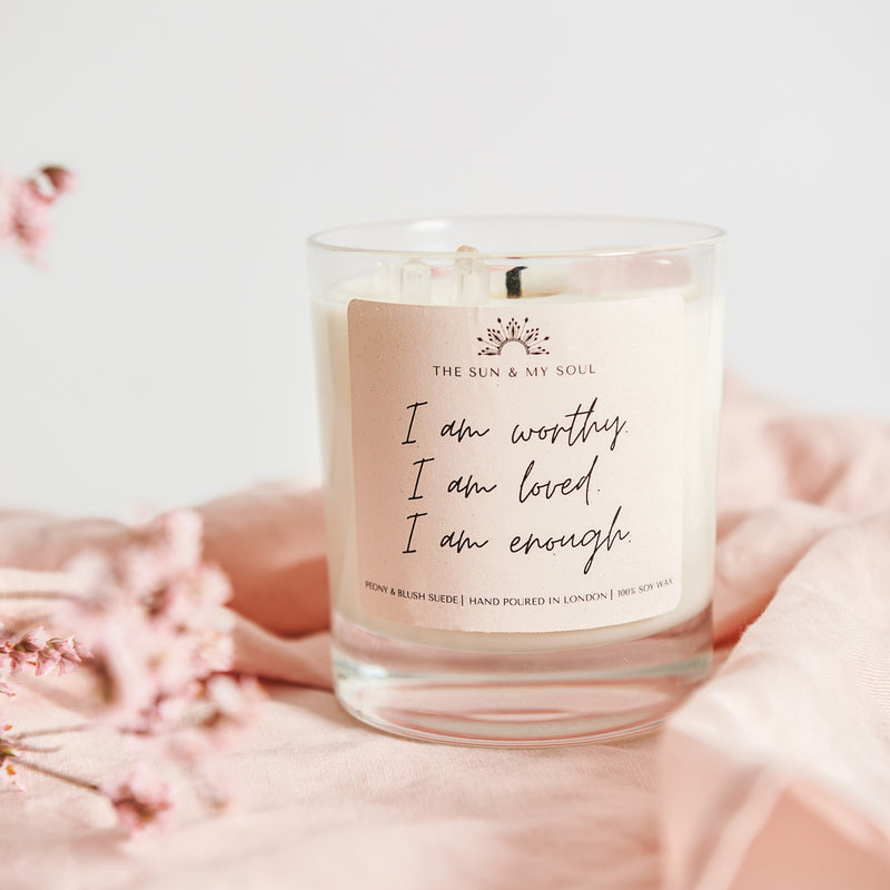 Self Love Affirmation Crystal Candle